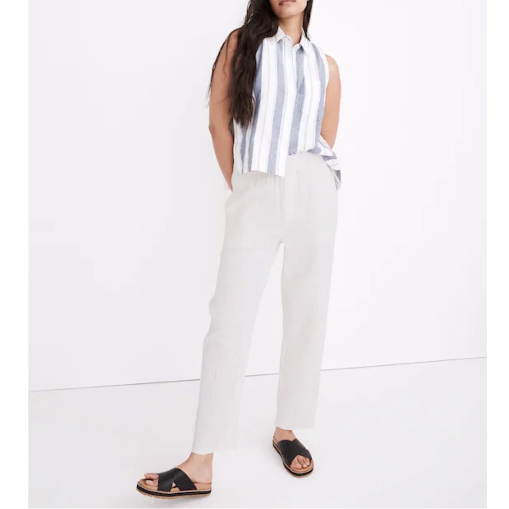 NWT Madewell Sz Small Lightspun Tapered Huston Gauzy Pullon Crop Pants in Ivory